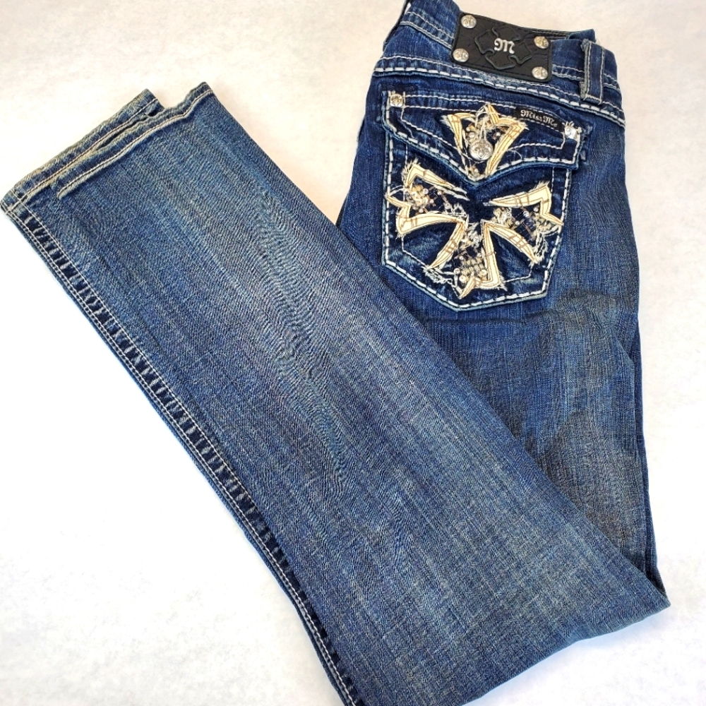 Miss Me Signature Rise Skinny Stretch Blue Jeans